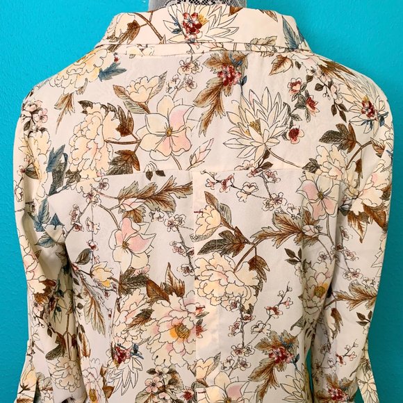 Zara Basic Collection Floral Button Front Blouse - Picture 11 of 16